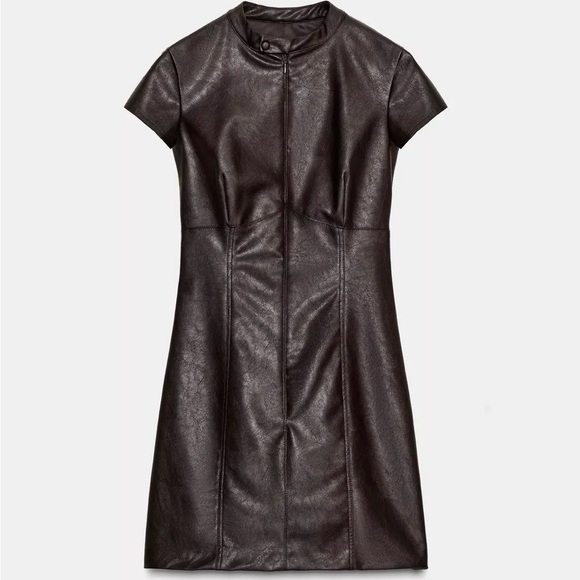 Zara FAUX LEATHER MINI DRESS - Picture 2 of 7